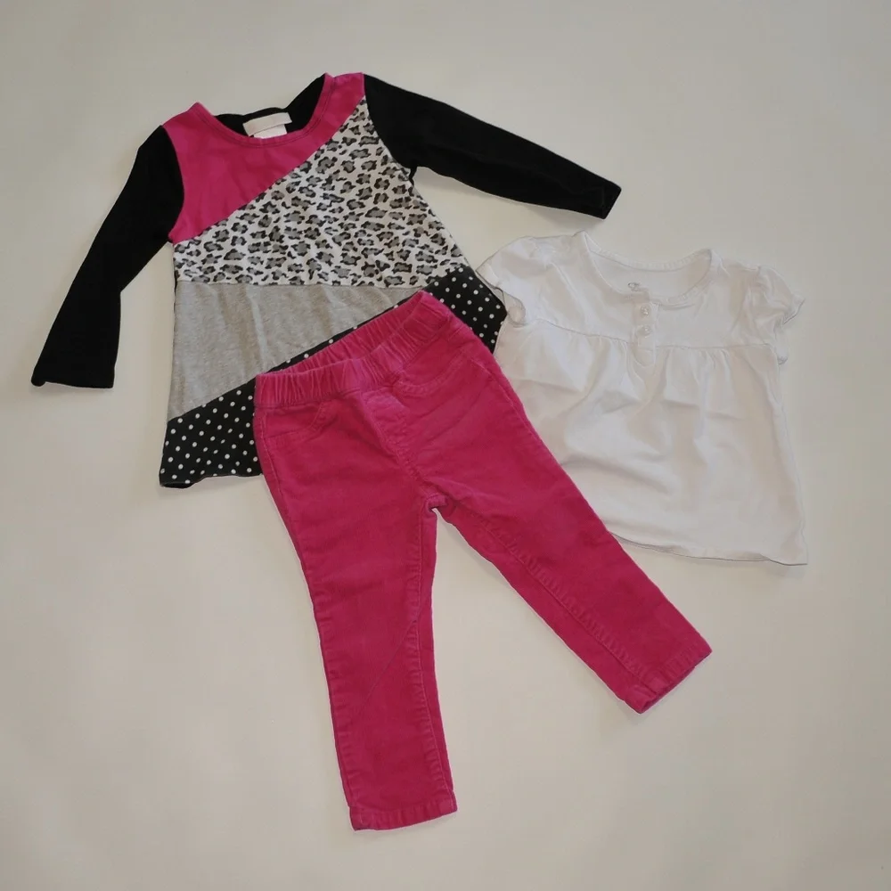 18 Months Girls‎ 3 Pieces Outfit Cheetah Pint 4114*